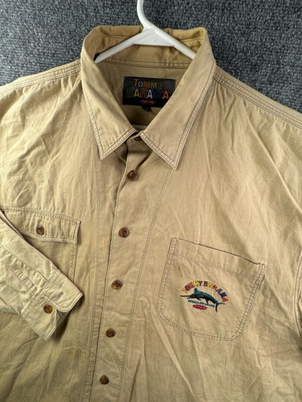 Tommy Bahama Bungalow Brand Button Up Shirt Men’s Beige XL Cotton Long Sleeve